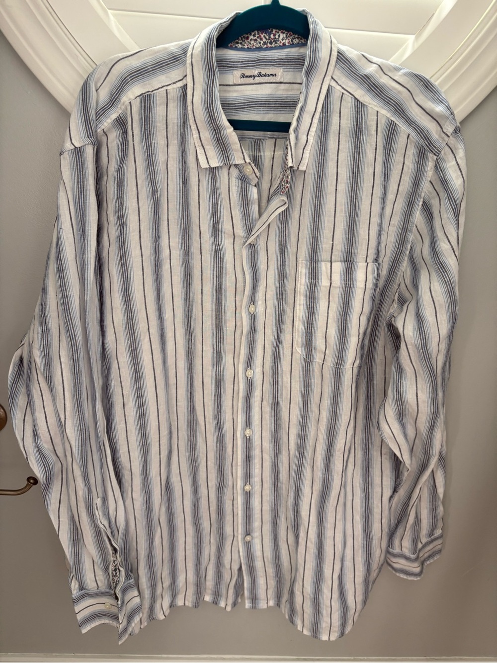 Tommy Bahama striped 100 percent linen men’s long sleeve button down XXL